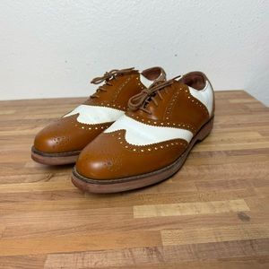 Vintage Polo Golf Leather Oxford Golfing Shoes M50112 Men’s US 6.5 Brown White